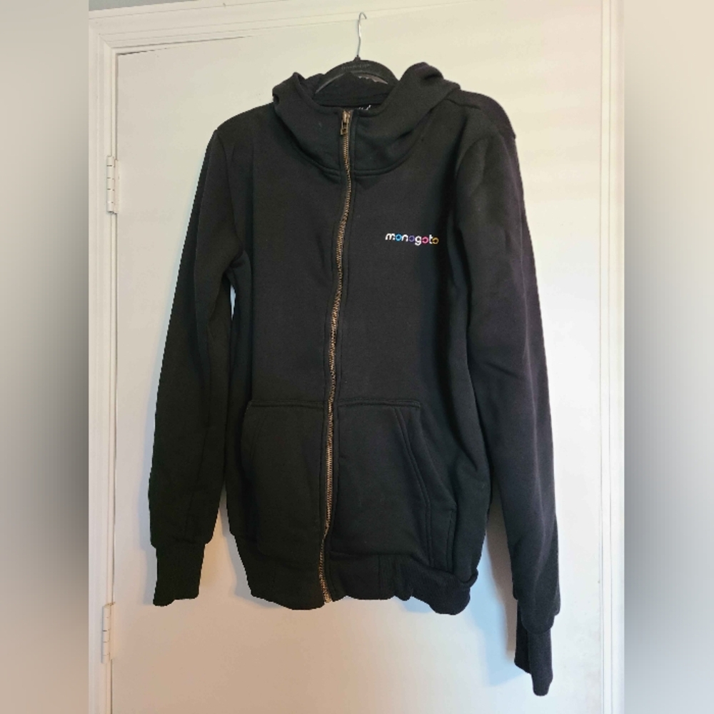 Thick Material Black Zipper Hoodie Monotogo